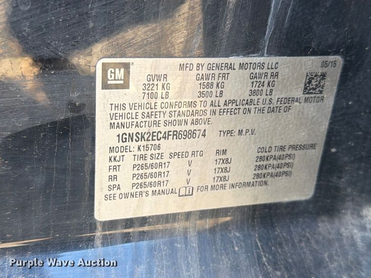 image for item NJ9053 2015 Chevrolet Tahoe SUV