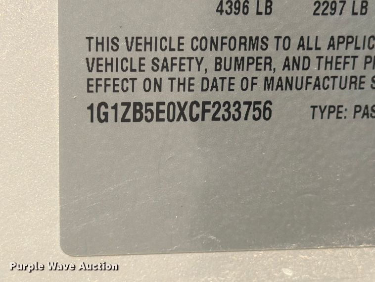 image for item NJ9059 2012 Chevrolet Malibu 