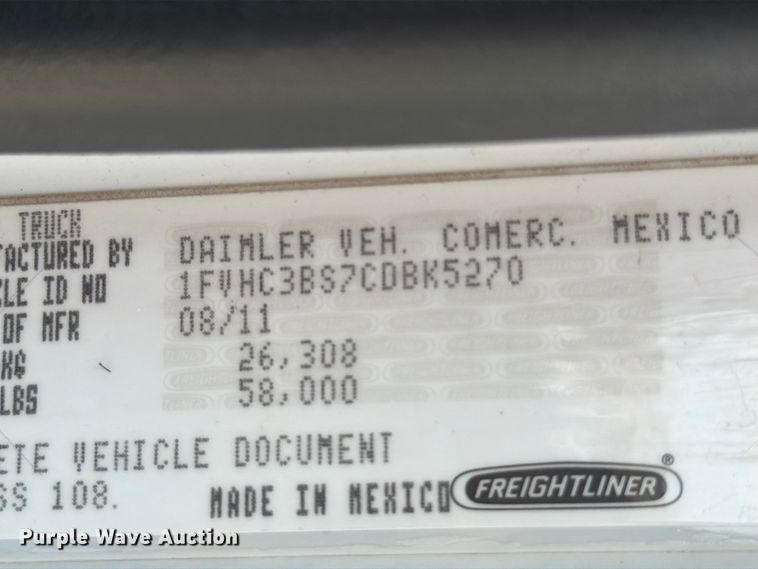 image for item NJ9078 2012 Freightliner Business Class M2 dump truck