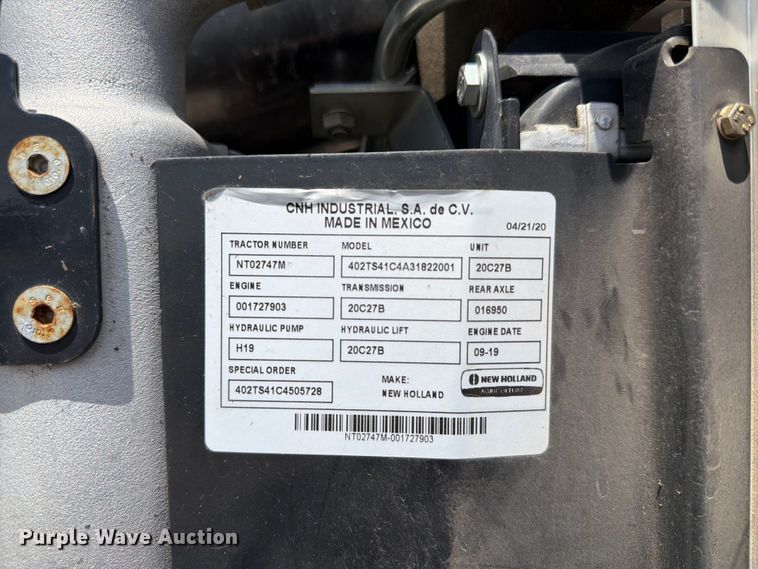 image for item NJ9085 2020 New Holland TS6.110 MFWD tractor