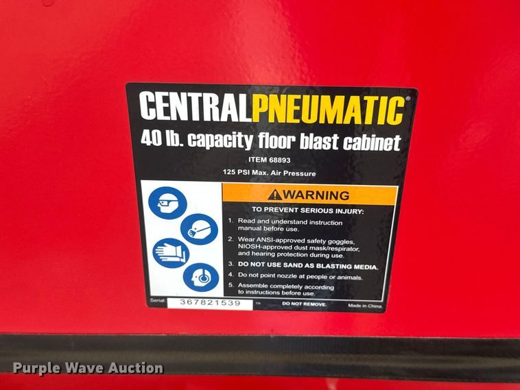 image for item NJ9102 Central Pneumatic sand blast cabinet