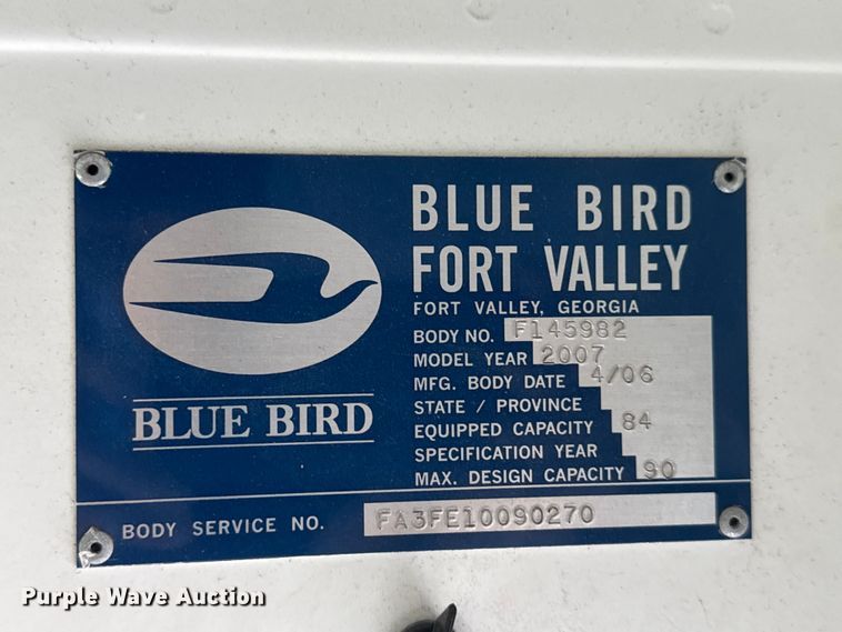 image for item NJ9122 2007 Blue Bird All American school bus