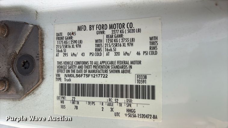 image for item YA3677 2015 Ford Transit Connect van