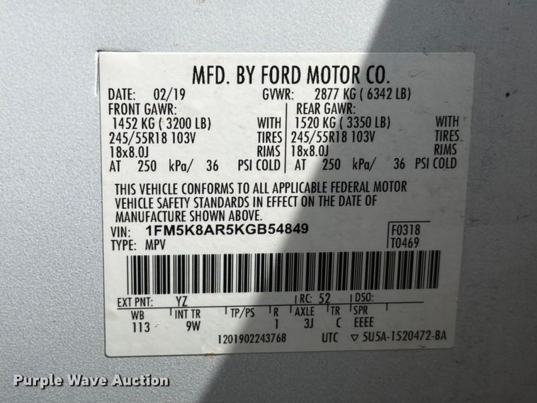 image for item YA3689 2019 Ford Explorer Police Interceptor SUV