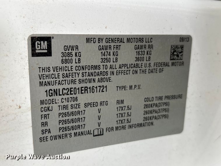 image for item YA3692 2014 Chevrolet Tahoe Police SUV