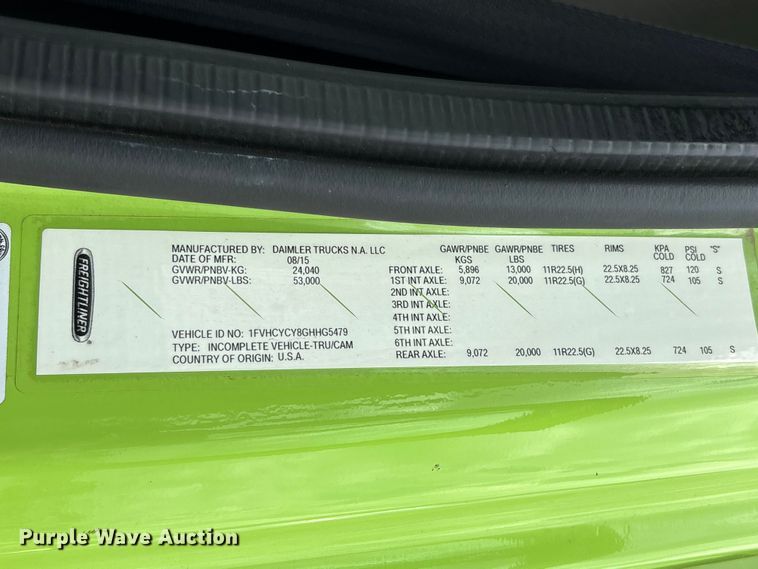 image for item YA3697 2016 Freightliner Business Class M2 refuse truck