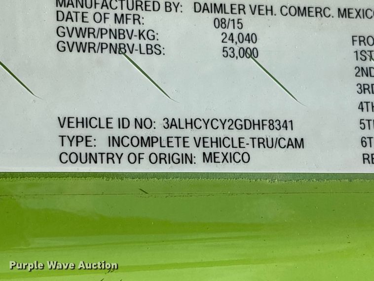 image for item YA3699 2016 Freightliner M2 refuse truck