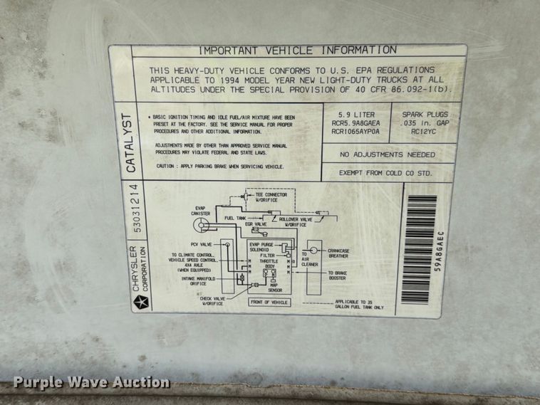 image for item YA3700 1994 Dodge Ram Wagon 350 van