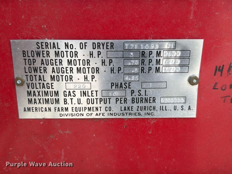 image for item DQ7907 American 1503T grain dryer