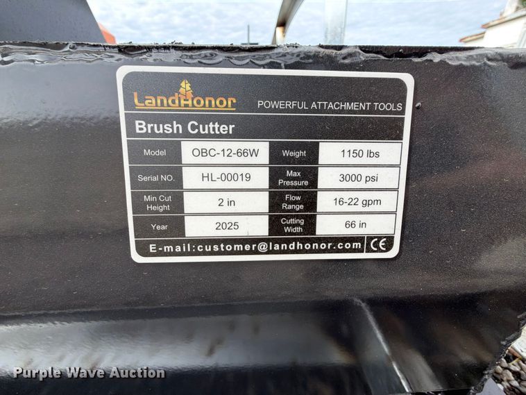 image for item EQ8058 2025 LandHonor OBC-12-66W skid steer brush mower