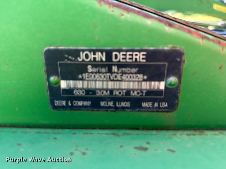 image for item EQ8067 2013 John Deere 630 flail mower