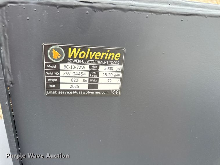 image for item EX2012 2025 Wolverine BC-13-72W skid steer brush mower