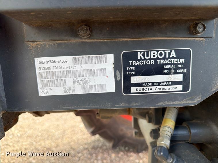 image for item NA9509 2013 Kubota M135GX MFWD tractor