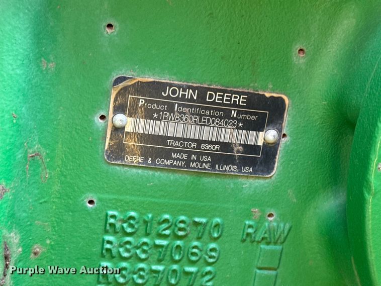 image for item YA3971 2014 John Deere 8360R MFWD tractor