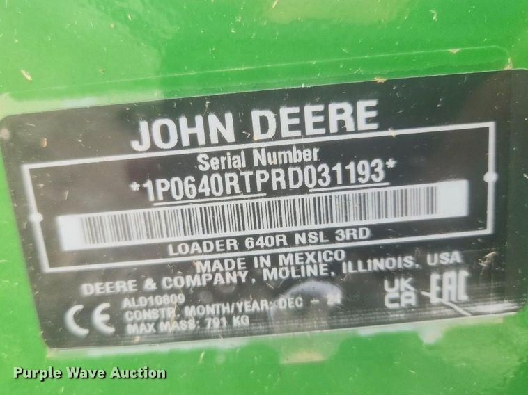 image for item YA4070 2024 John Deere 640R loader