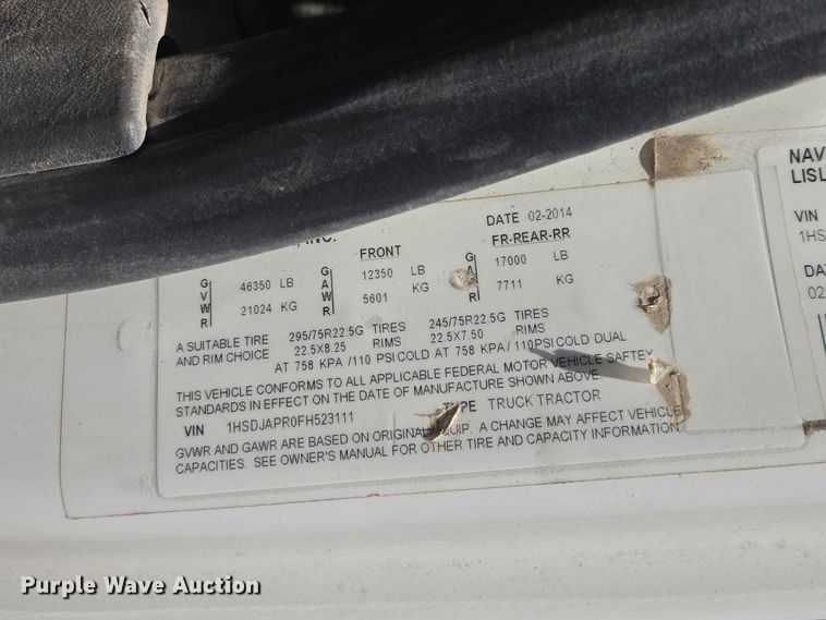 image for item DP8979 2015 International ProStar semi truck
