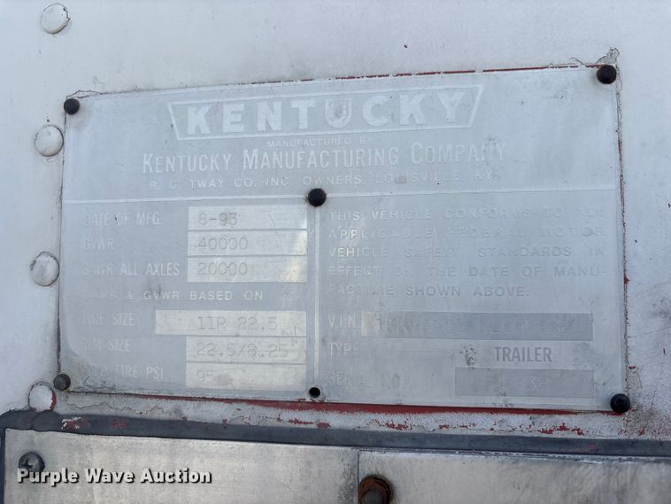 image for item DU6367 1994 Kentucky dry van trailer