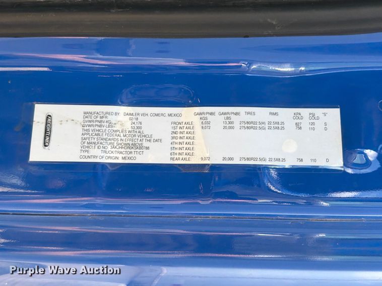 image for item ED5287 2019 Freightliner Cascadia semi truck