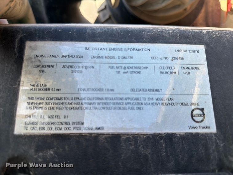 image for item ED5322 2019 Volvo VNR semi truck