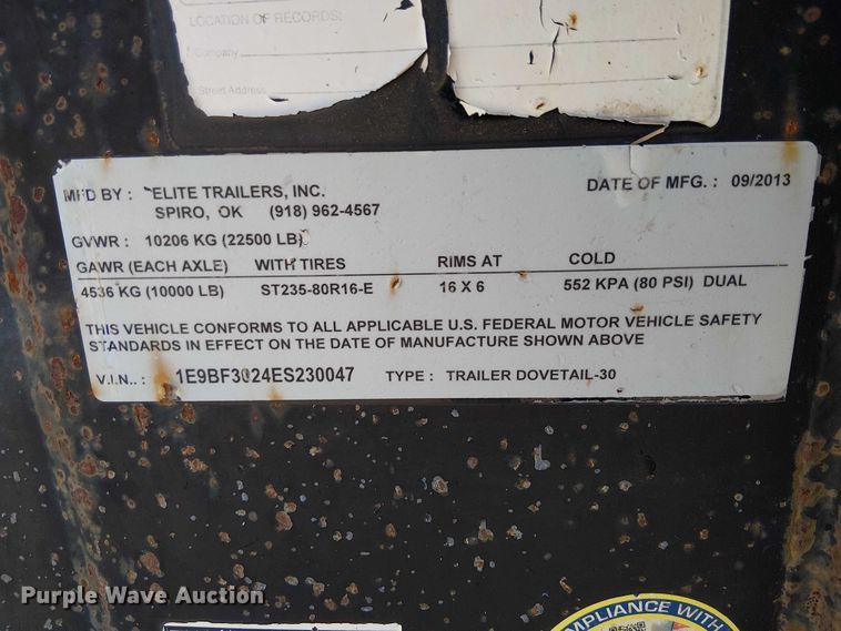 image for item EE5243 2014 Elite Trailers equipment trailer