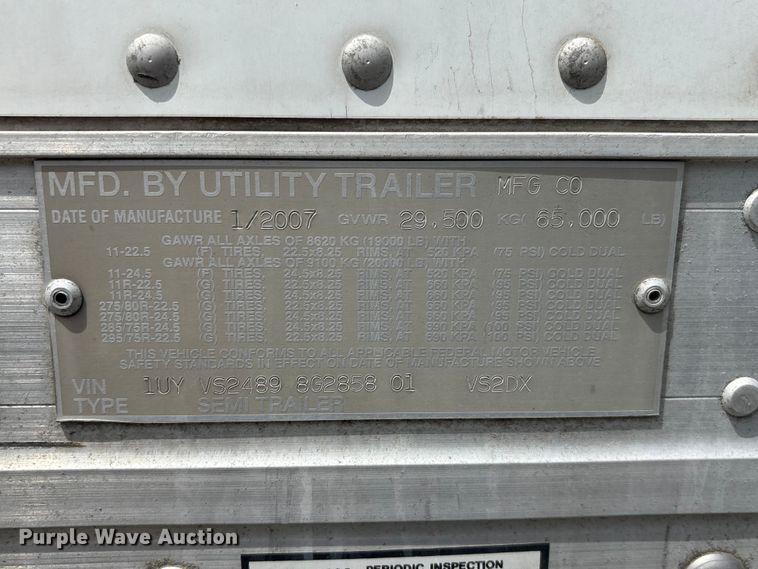 image for item EI5815 2008 Utility VS2DX dry van trailer