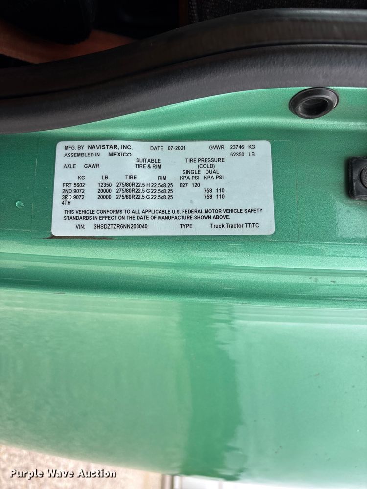 image for item ER3053 2022 International LT625 semi truck