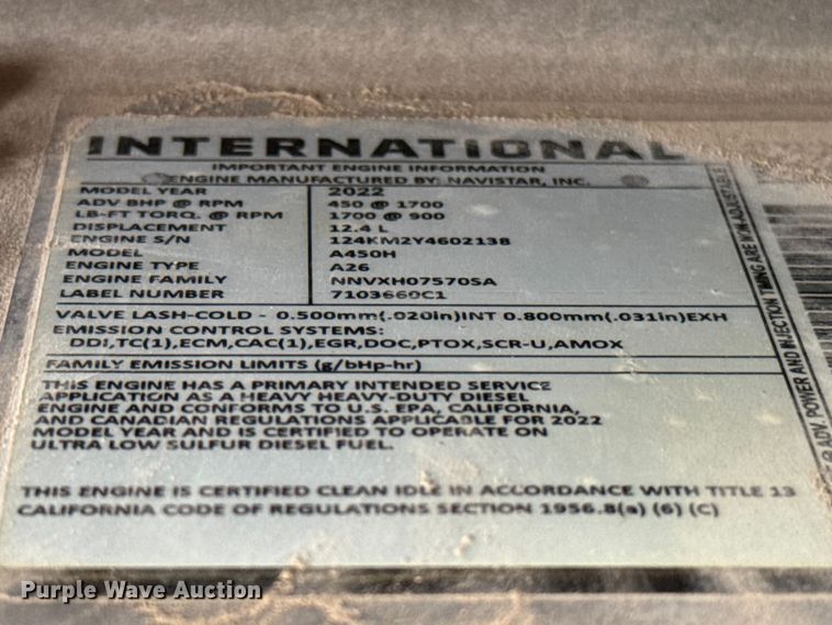 image for item ET6368 2023 International LT625 semi truck
