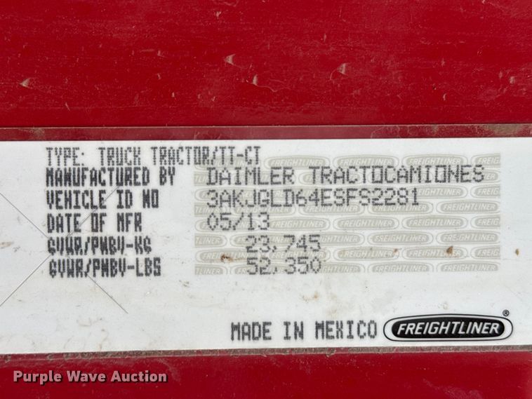 image for item FB6790 2014 Freightliner semi truck