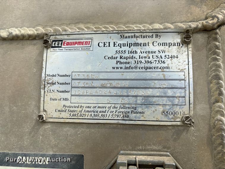 image for item FC1727 2018 Pacer AT35LW feed delivery trailer