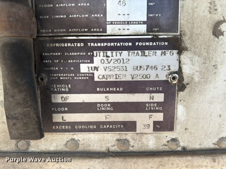 image for item FK3147 2013 Utility refrigerated van trailer