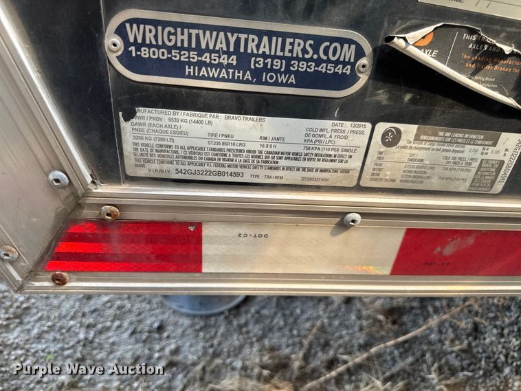 image for item OE9581 2016 Bravo Trailers STG8532TA5K enclosed cargo trailer