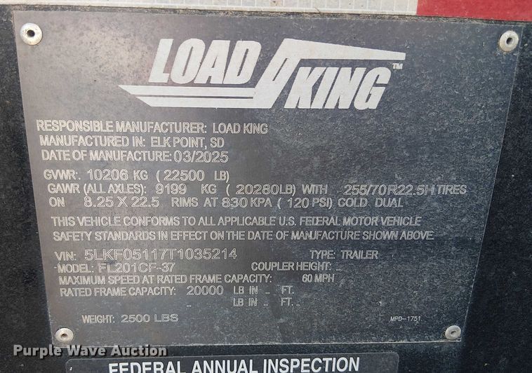 image for item YA1600 2026 Load King  503/554 SSSF lowboy equipment trailer