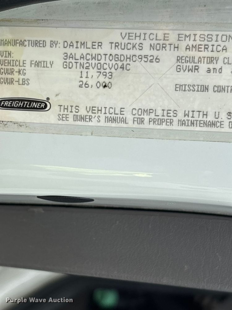image for item YA2950 2016 Freightliner Business Class M2 box truck