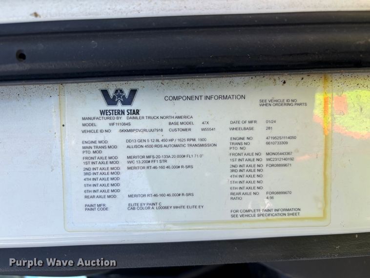 image for item YA3452 2024 Western Star 47X hydrovac truck
