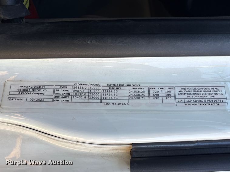 image for item YA3488 2023 Peterbilt 567 semi truck