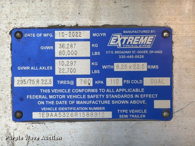 image for item YA3639 2024 Extreme Trailers side curtain trailer