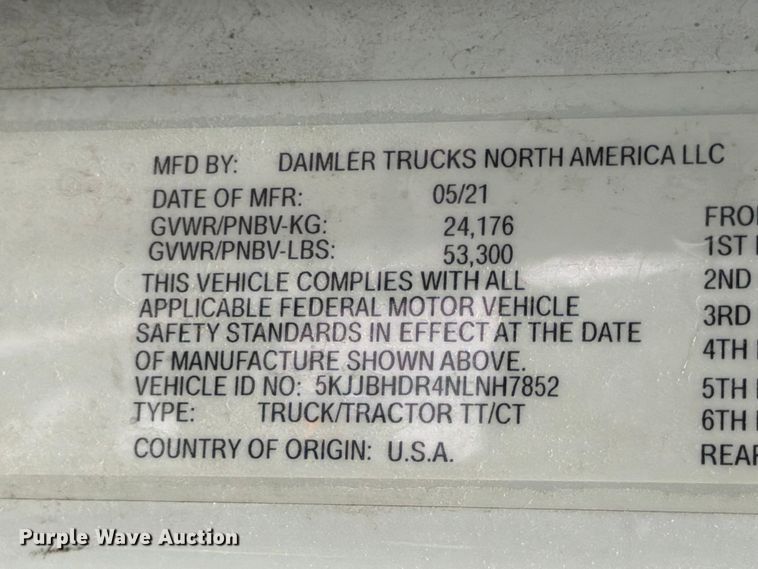 image for item YA3812 2022 Western Star 5700XE semi truck