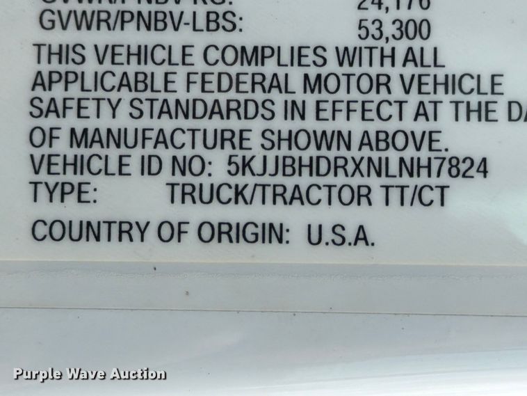 image for item YA3814 2022 Western Star 5700XE semi truck