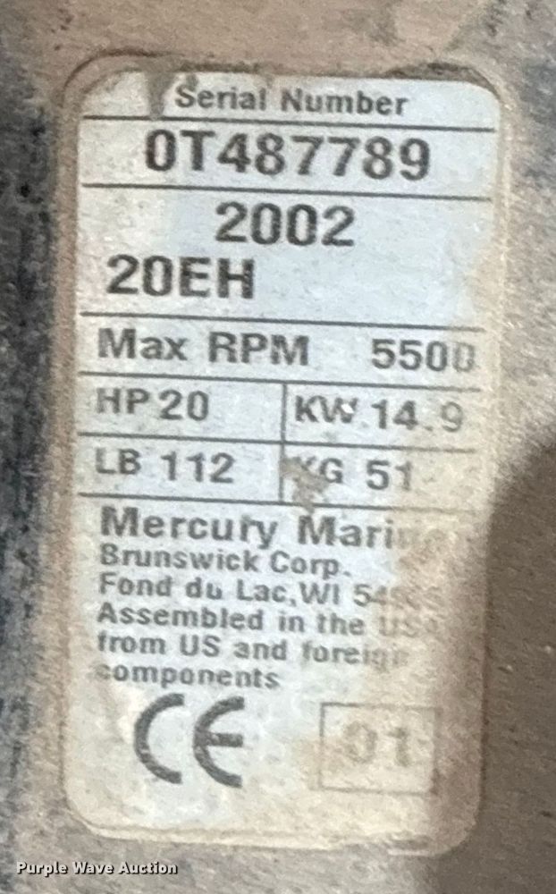 image for item EG8330 2002 Mercury outboard boat motor