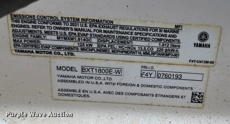 image for item ES5583 2021 Yamaha 252XE boat