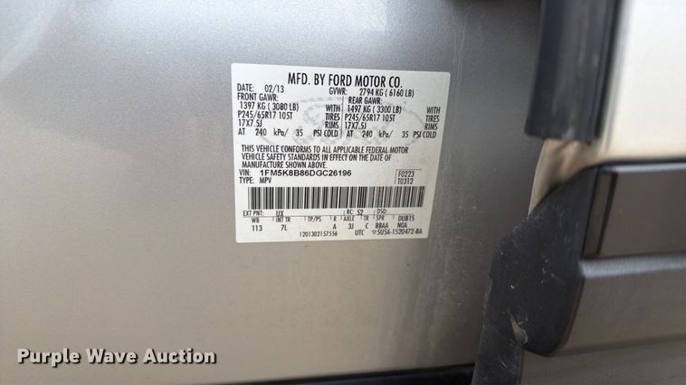 image for item EW0341 2013 Ford Explorer SUV
