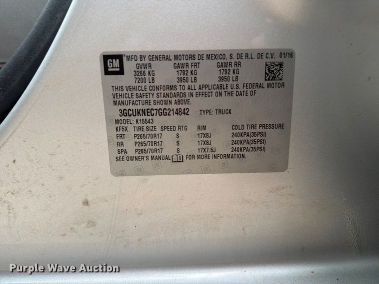image for item EW0345 2016 Chevrolet Silverado 1500 Crew Cab pickup truck