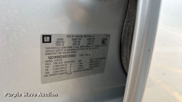 image for item EW0347 2017 Chevrolet Silverado 1500 Ext. Cab pickup truck