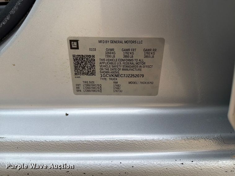 image for item EW0348 2018 Chevrolet Silverado 1500 Ext. Cab pickup truck