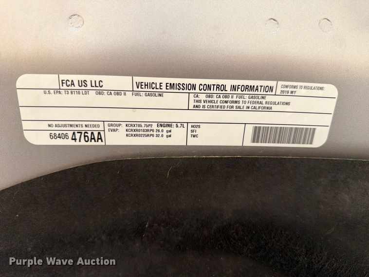 image for item EW0352 2019 RAM 1500 Ext. Cab pickup truck
