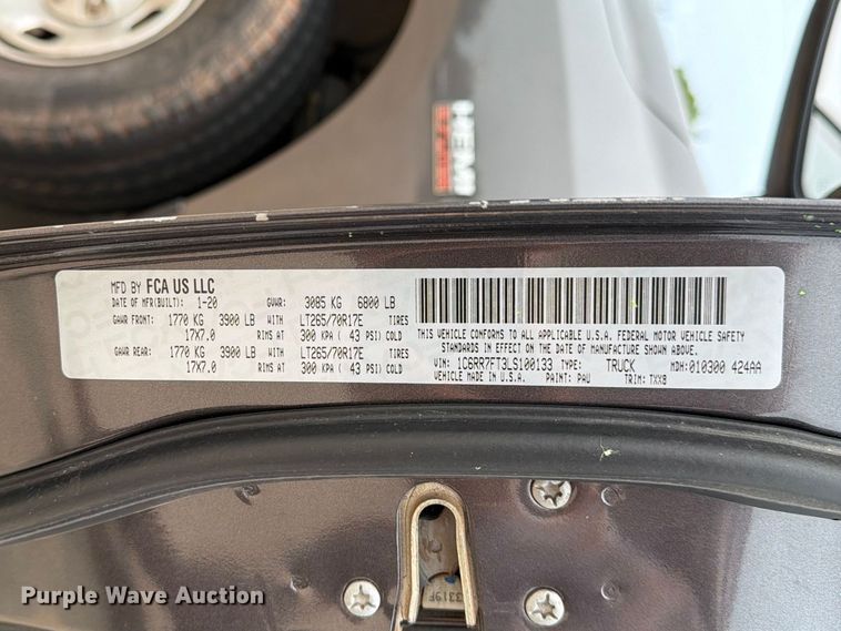 image for item EW0353 2020 RAM 1500 classic Ext. Cab pickup truck