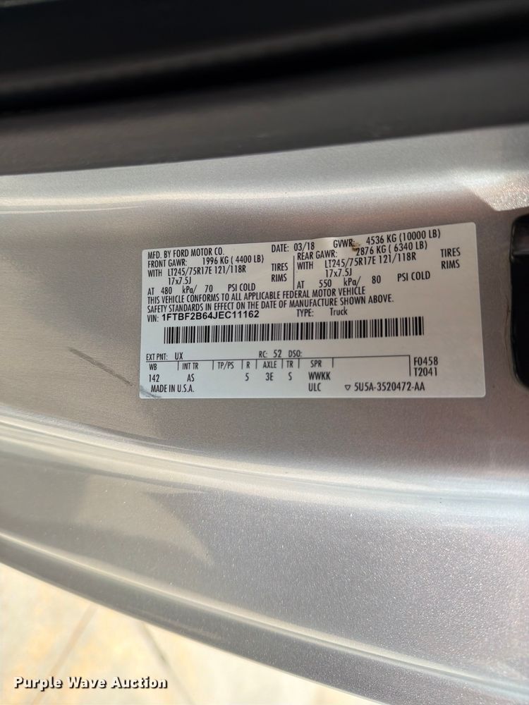 image for item EW0355 2018 Ford F250 Super Duty pickup truck