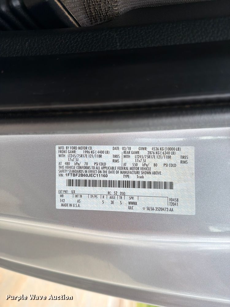 image for item EW0358 2018 Ford F250 Super Duty pickup truck