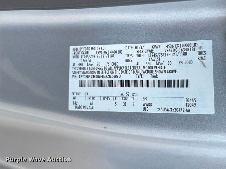 image for item EW0367 2017 Ford F250 Super Duty pickup truck