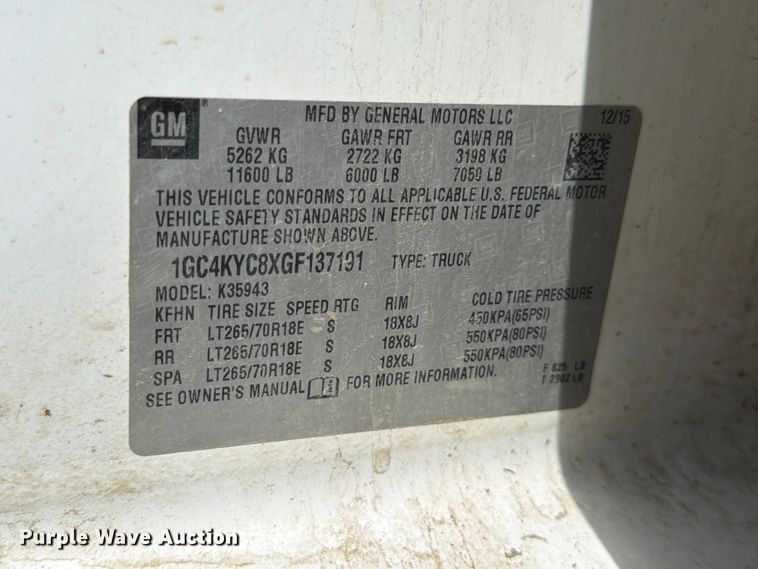 image for item DQ7923 2016 Chevrolet Silverado 3500HD Crew Cab pickup truck